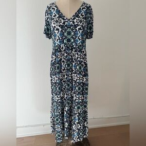 Boden Tiered Hem Maxi Dress- Navy Opulent Pome- Size 8P